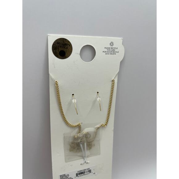 Wonder Nation Eiffel Tower & Pink Flower Pendant w/ Heart Drop Earrings Set NEW - Picture 11 of 12